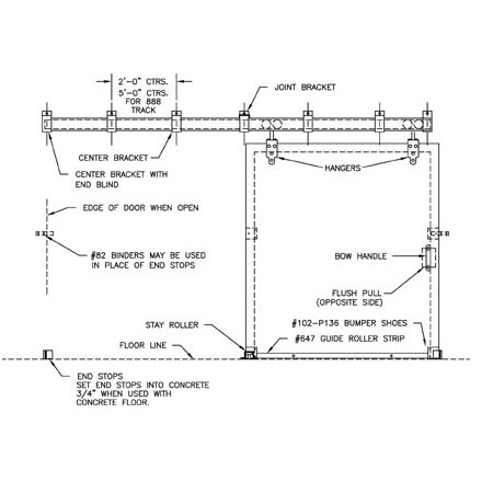 RICHARDS-WILCOX SERIES 1623 HARDWARE SET, 8'-0" OPENING 1623.00008